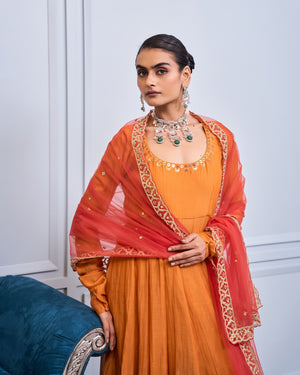 Terracotta Mirrorwork Chanderi Suit Set