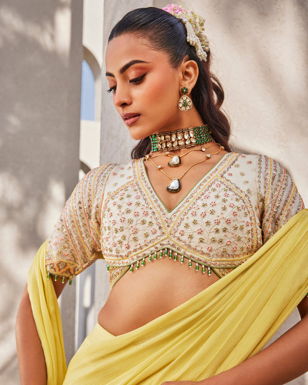 Lemon Pop Drape Saree