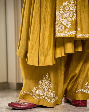 Goldenrod Embroidered Chanderi Suit Set