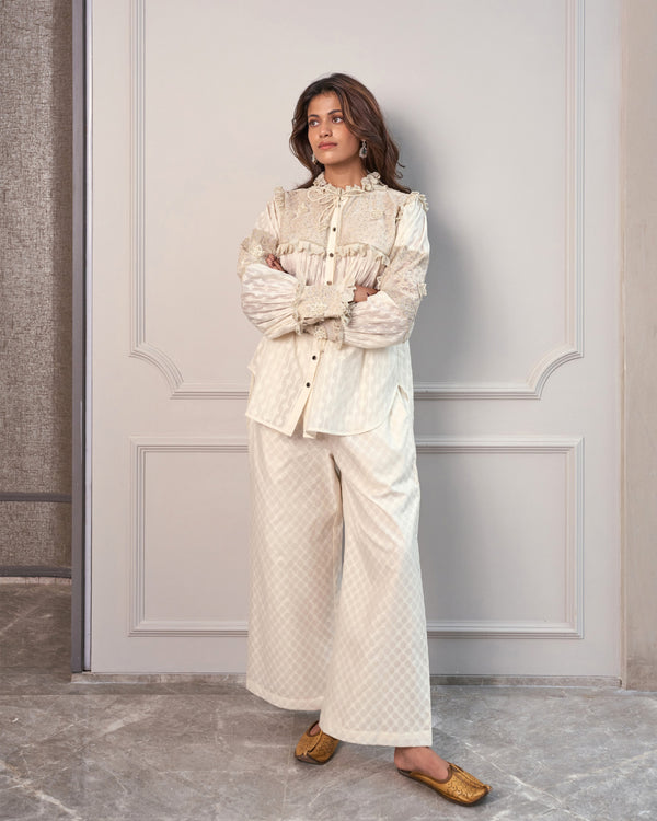 Ivory Jacquard Threadwork Co-ord Set