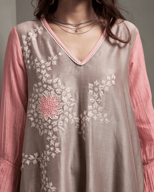 Dove Grey Malai Chanderi Dress