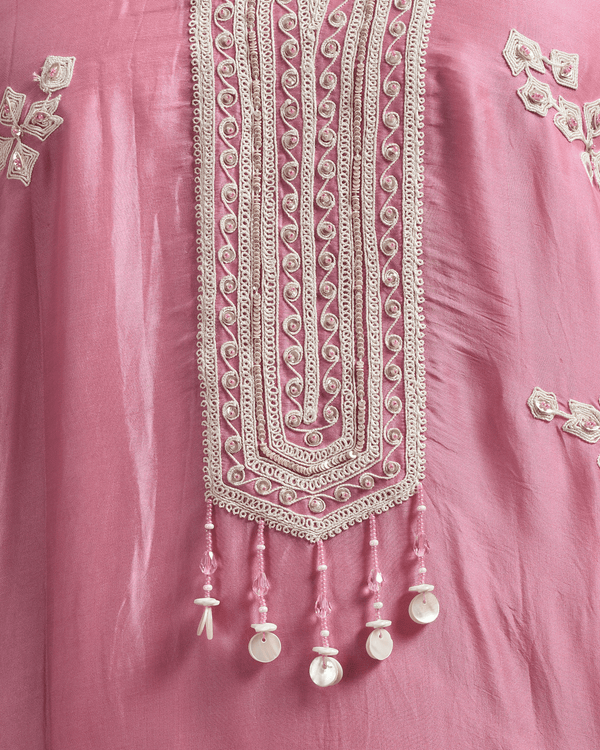 Blush Haze Organza Satin Kaftan Set