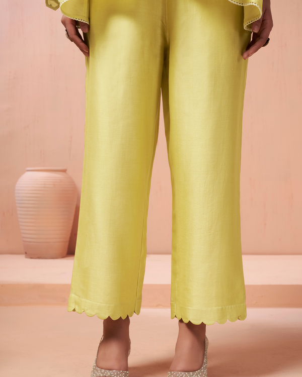 Lime Chanderi Silk Shirt Co-ord Set