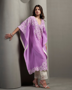 Orchid Ivory Chanderi Silk Kaftan Set