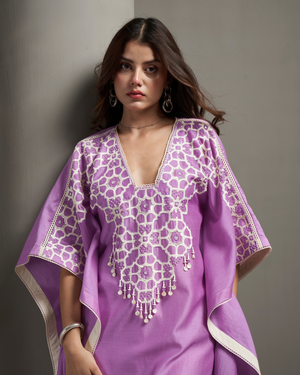 Orchid Ivory Chanderi Silk Kaftan Set