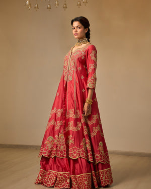 Umber Chanderi Silk Lehenga