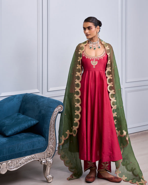 Fuchsia Embellished Anarkali Set