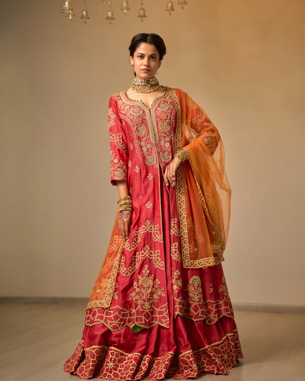 Umber Chanderi Silk Lehenga