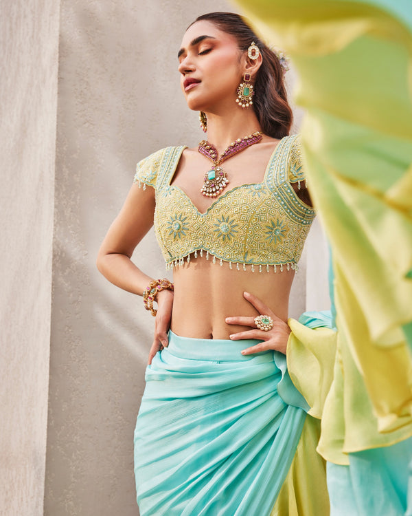 Vintage Blue Drape Saree