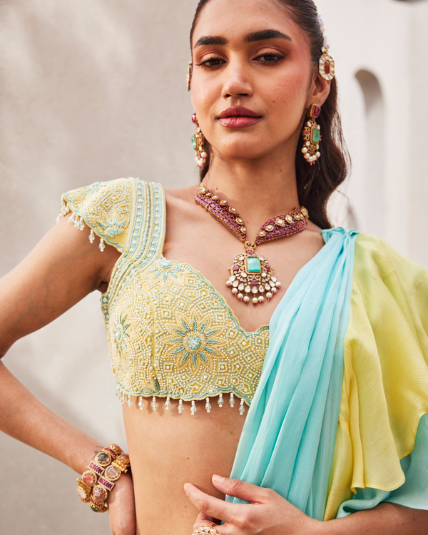 Vintage Blue Drape Saree