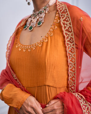 Terracotta Mirrorwork Chanderi Suit Set