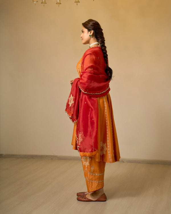 Cinnamon Embroidered Chanderi Suit Set