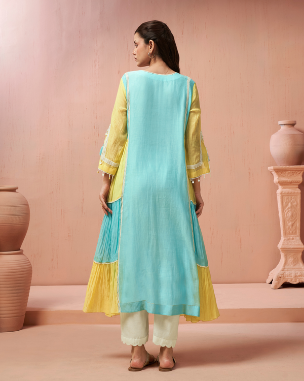 Blue Lemon Malai Chanderi Suit Set