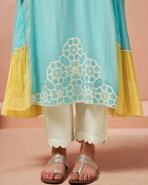 Blue Lemon Malai Chanderi Suit Set