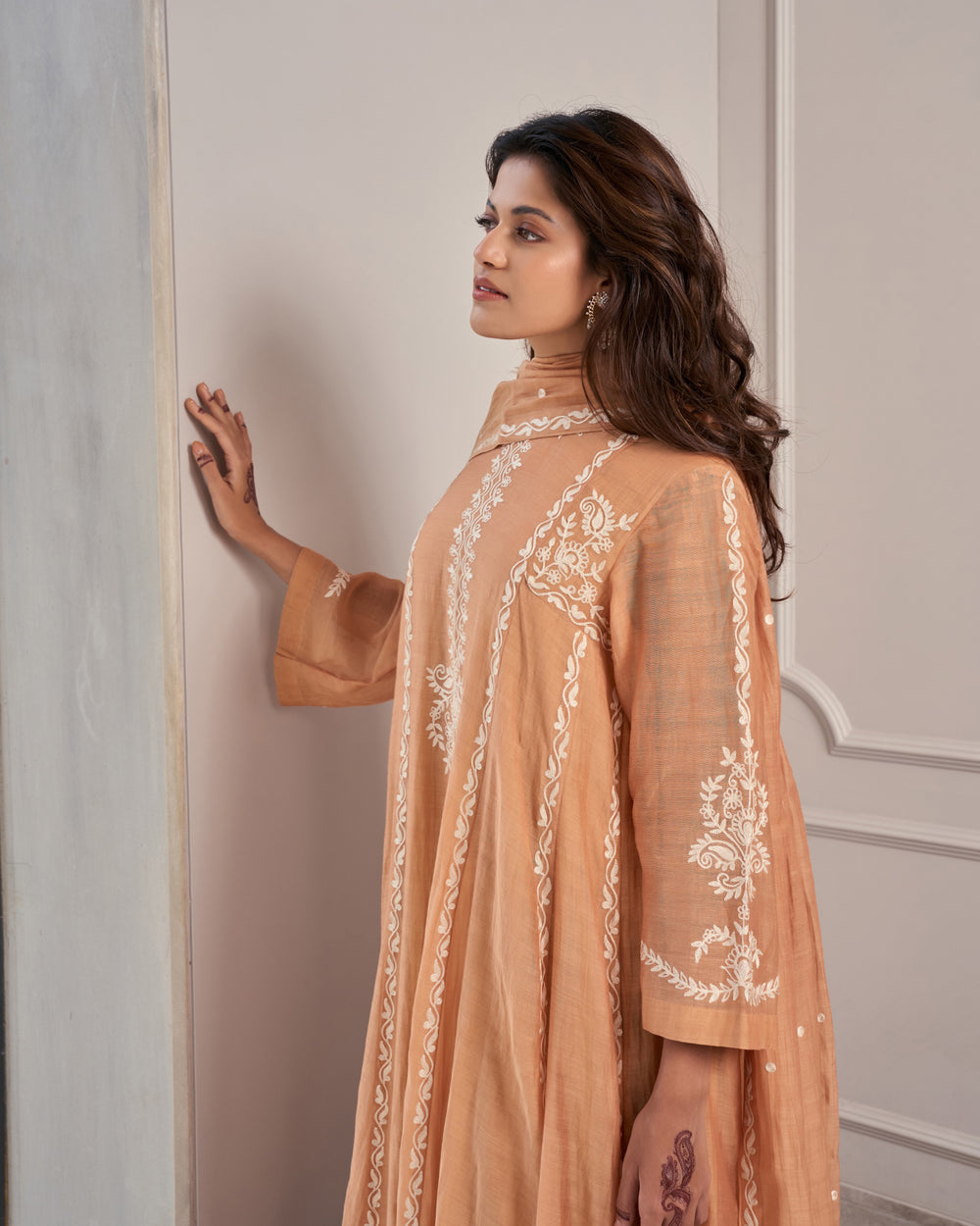 Coral Malai Chanderi Suit Set