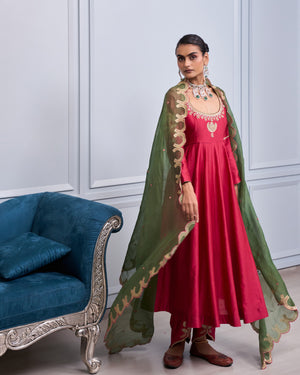 Fuchsia Embellished Anarkali Set