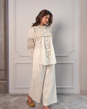 Ivory Jacquard Threadwork Co-ord Set