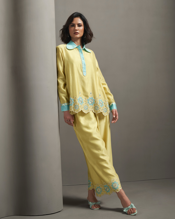 Lime Sorbet Chanderi Silk Co-ord Set