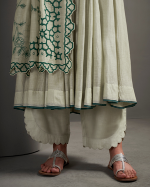 Silver Sage Malai Chanderi Anarkali Set