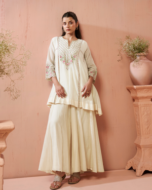 Cream Ivory Malai Chanderi Palazzo Set