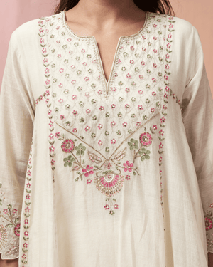 Cream Ivory Malai Chanderi Palazzo Set