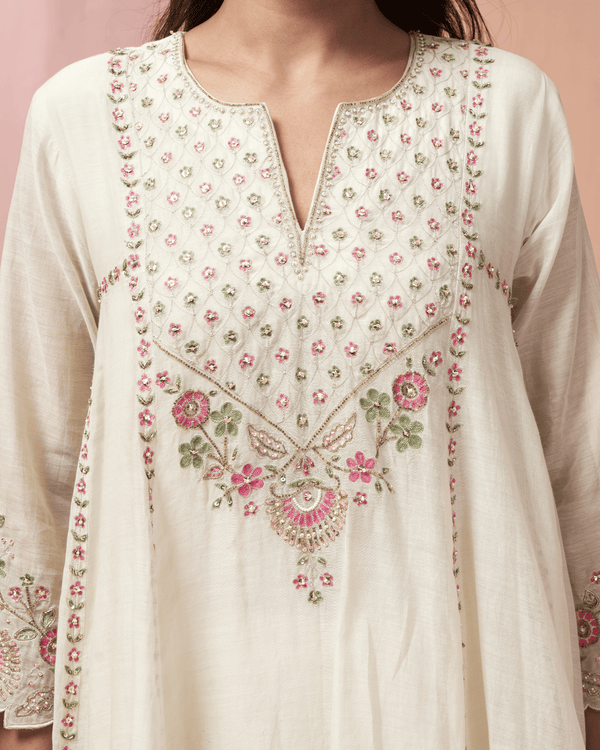 Cream Ivory Malai Chanderi Palazzo Set