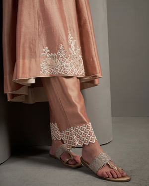 Peach Glow Chanderi Silk Kurta Set