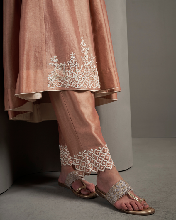 Peach Glow Chanderi Silk Kurta Set