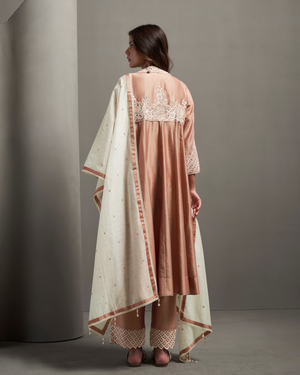 Peach Glow Chanderi Silk Kurta Set