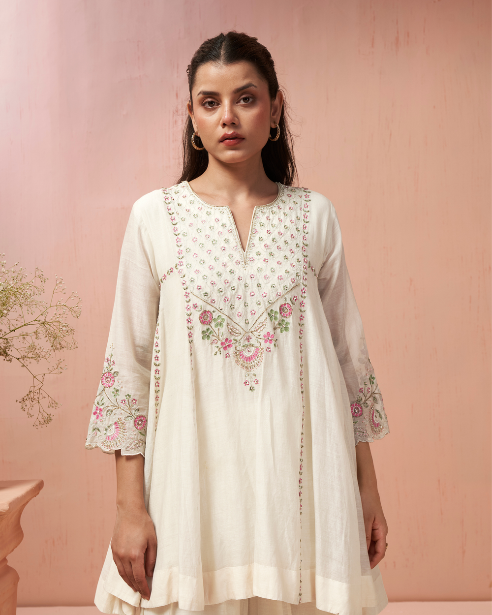 Cream Ivory Malai Chanderi Palazzo Set