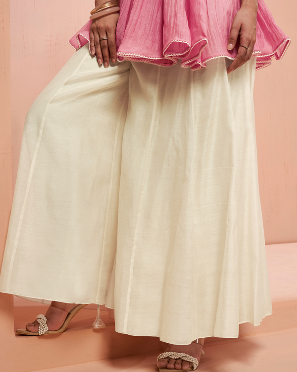 Blush Pearl Organza Silk Palazzo Set