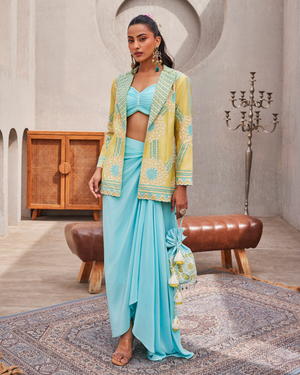 Icy Blue Blazer Skirt