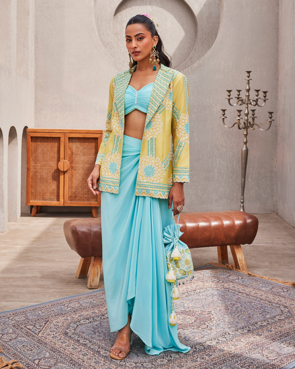 Icy Blue Blazer Skirt