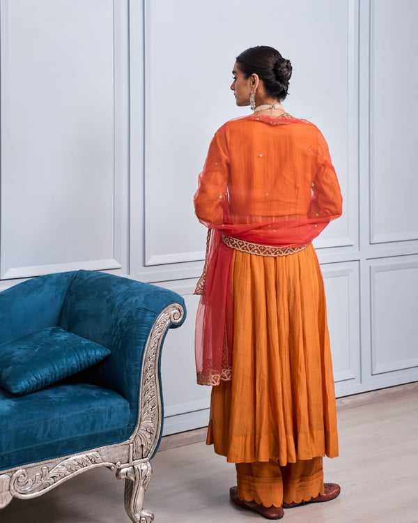 Terracotta Mirrorwork Chanderi Suit Set