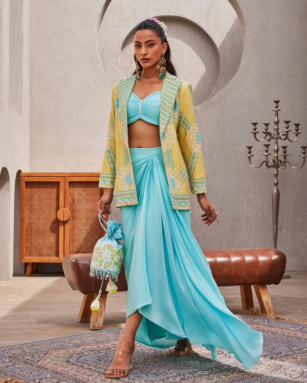 Icy Blue Blazer Skirt