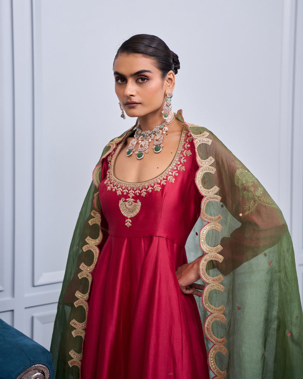 Fuchsia Embellished Anarkali Set