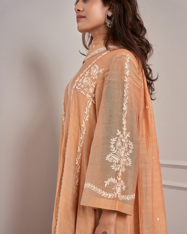 Coral Malai Chanderi Suit Set