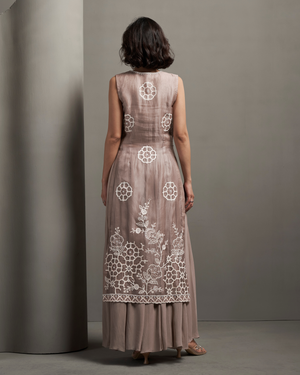 Mist Grey Organza Silk Palazzo Set