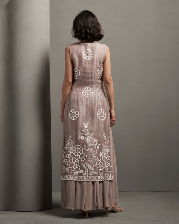 Mist Grey Organza Silk Palazzo Set