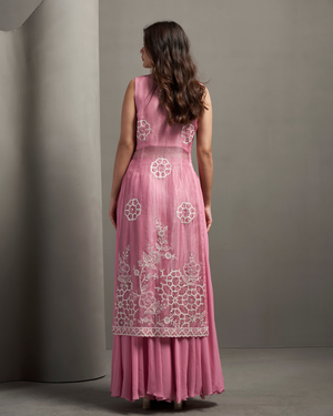 Ballet Pink Organza Silk Palazzo Set
