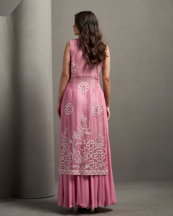 Ballet Pink Organza Silk Palazzo Set
