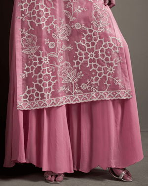 Ballet Pink Organza Silk Palazzo Set