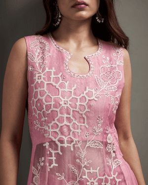 Ballet Pink Organza Silk Palazzo Set