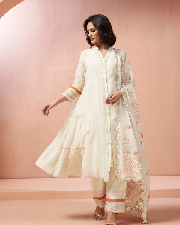 Ivory Pearl Malai Chanderi Suit Set