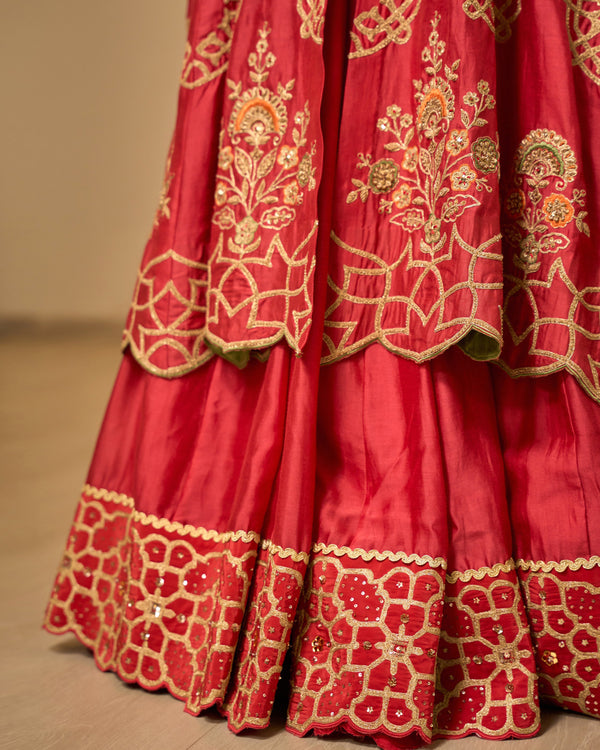Umber Chanderi Silk Lehenga