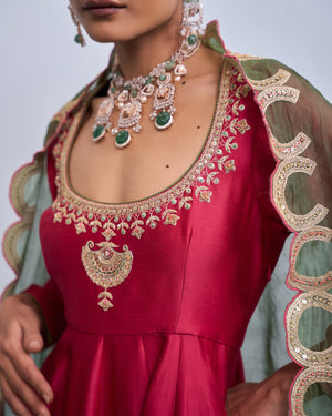 Fuchsia Embellished Anarkali Set