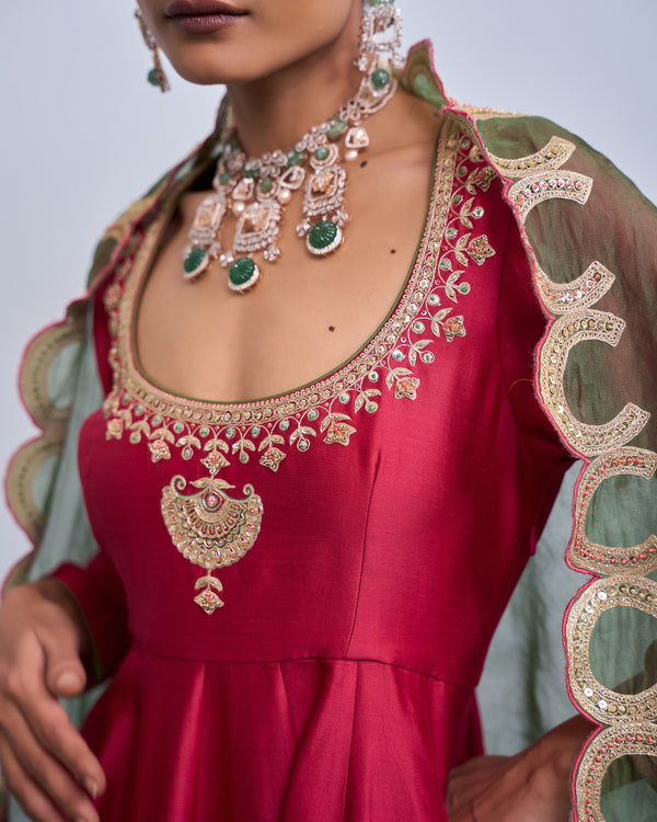 Fuchsia Embellished Anarkali Set
