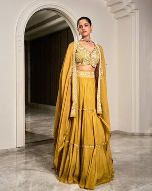 Mustard Cape Lehenga