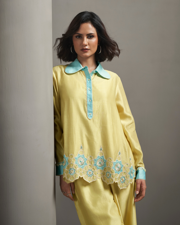 Lime Sorbet Chanderi Silk Co-ord Set