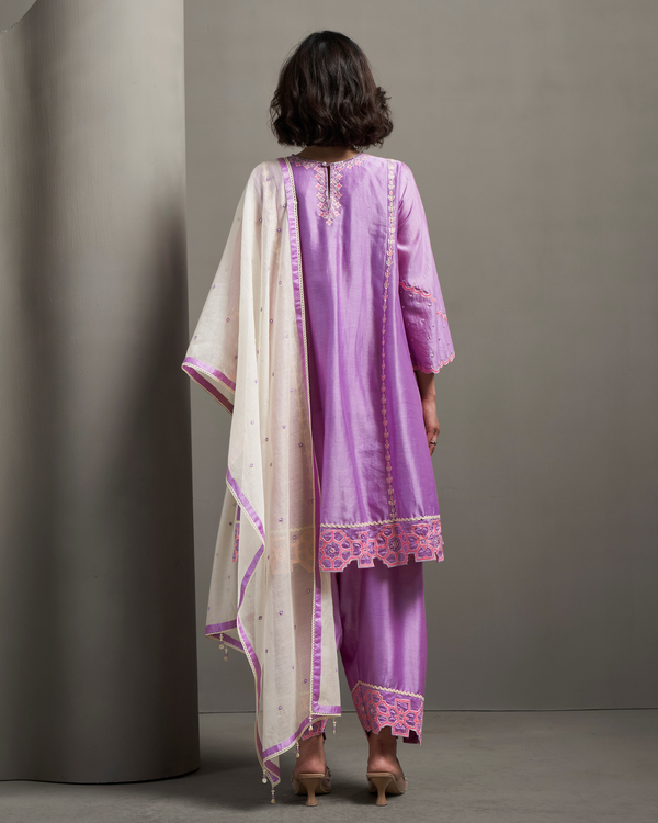 Deep Lilac Chanderi Silk Kurta Set